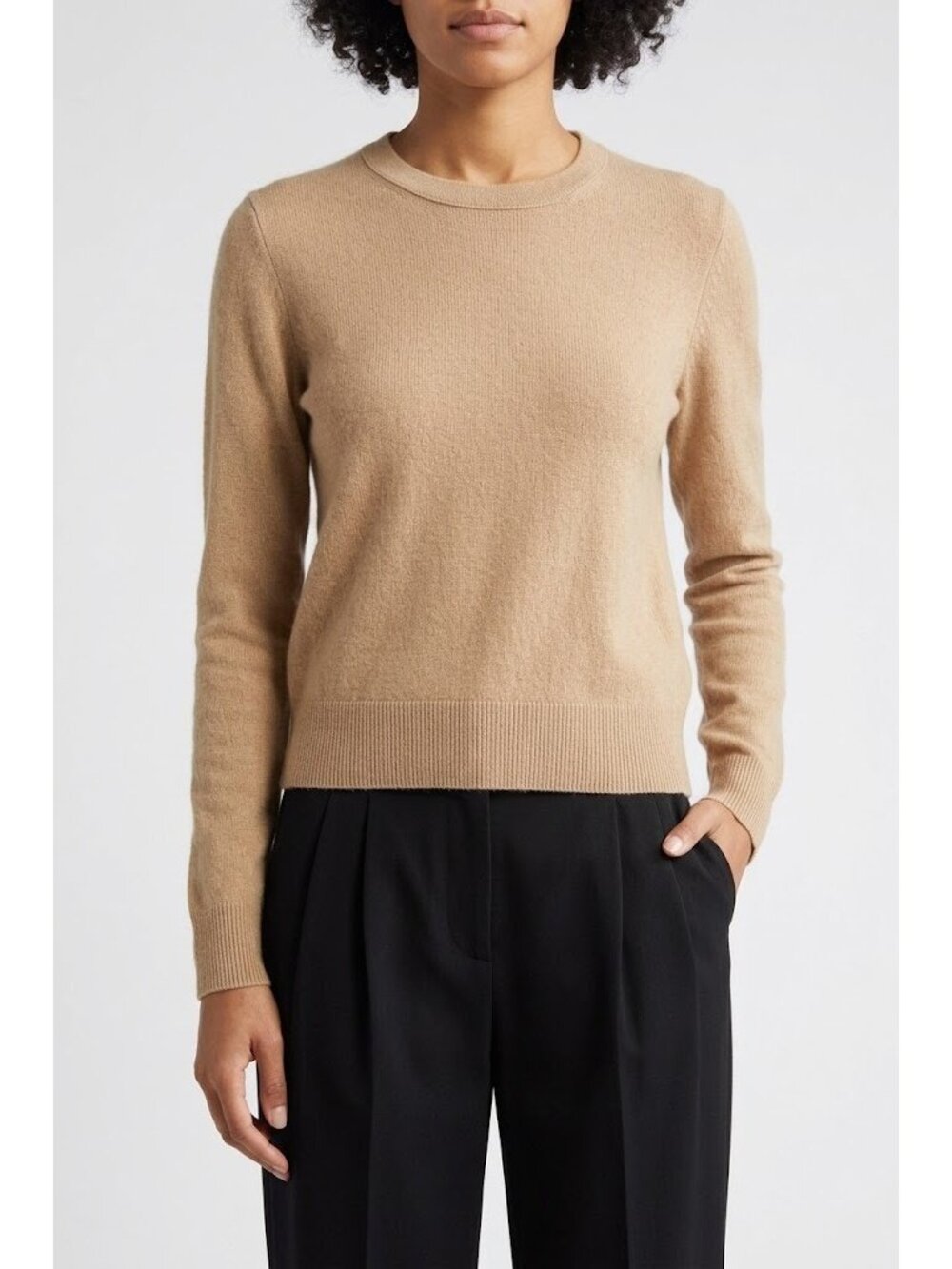 NWT Vince Long-sleeve Classic Crewneck Cashmere in Camel Knit Sweater XL